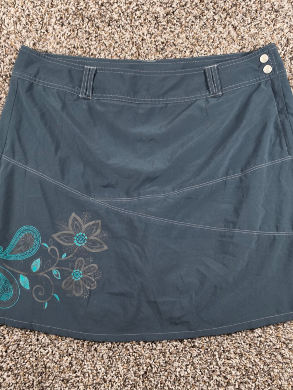 Sahalie Womens Sz 14 Athletic Skirt Skort Dark Blue Embroidered Floral A Line